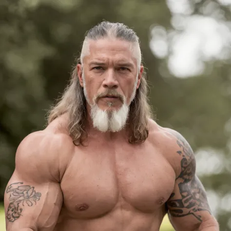 loirão, motoqueiro, ele tem 30 anos, barbudo, cabelos compridos, kevin nash, sunglasses, luvas pretas, zeus robusto, tatuado, biceps gigante, biker, brock hurn