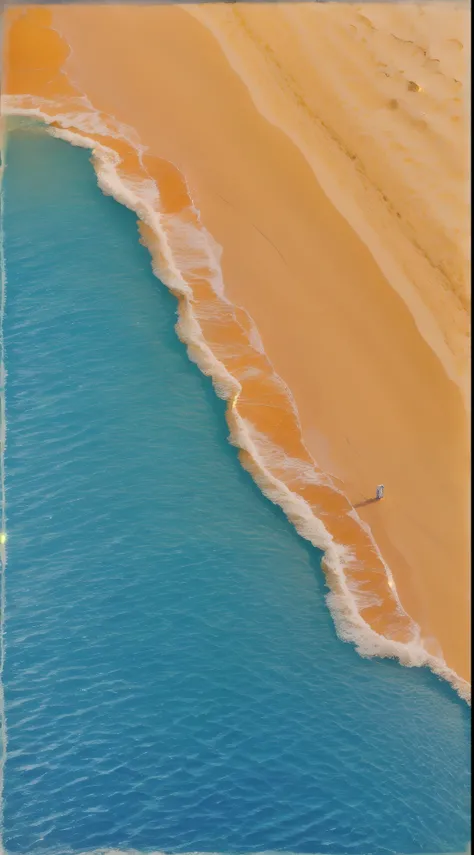 beachside，sandbeach，White waves，There is a reflection of the sun on the beach，Sparkling