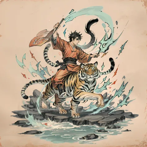 Chinese, male tigers, Costumes, taijitu, Kung Fu, Romance of the Gods,