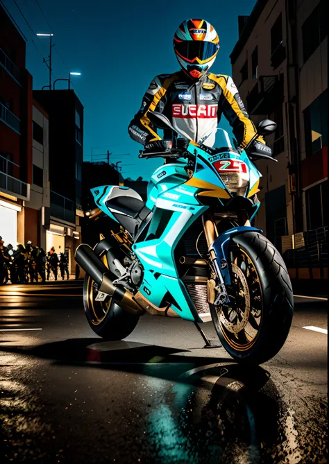 There were a lot of people standing around motorcycle races on the street, Portrait of Carlo Martini, pexels contest winner, Photorealism, 🕹️ 😎 🔫 🤖 🚬, huge ducati panigrale motorbike, 🚿🗝📝, live, easy go, [ Cinematic, fan favorite, photo still of, at racer ...