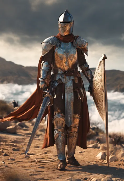 Royal Knights，Gorgeous heavy armor wraps the whole body，Point the Knights Sword to the sky，sportrait，closeup cleavage，Solemn，flatchest，modest，humble，Cinematic, hdr, primitive, Intricate, High quality, Gorgeous shades, Intricate details, super-fine，oc rende...