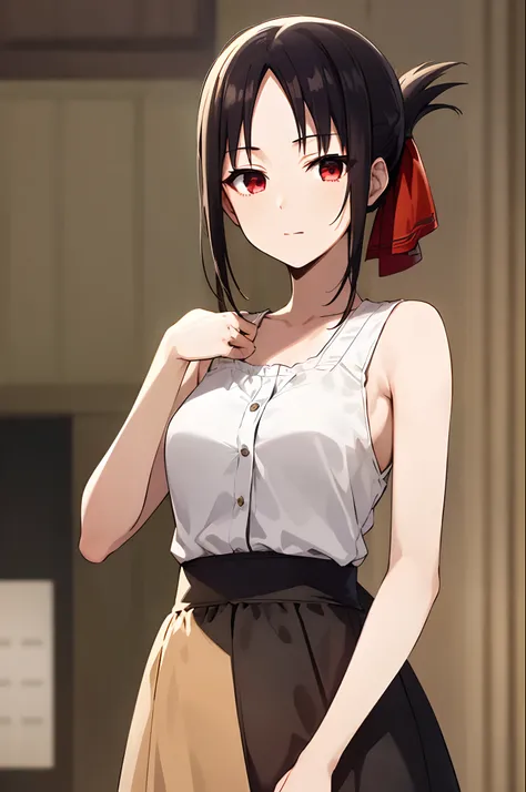 best quality, (masterpiece:1.2), detailed,20 years old,
shinomiya kaguya,
1girl, solo, closed mouth,
black hair, red eyes, short...