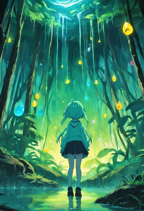 Girl living inside a slime, Lofi music, En lo profundo del bosque, Chica Lofi, Lindo,