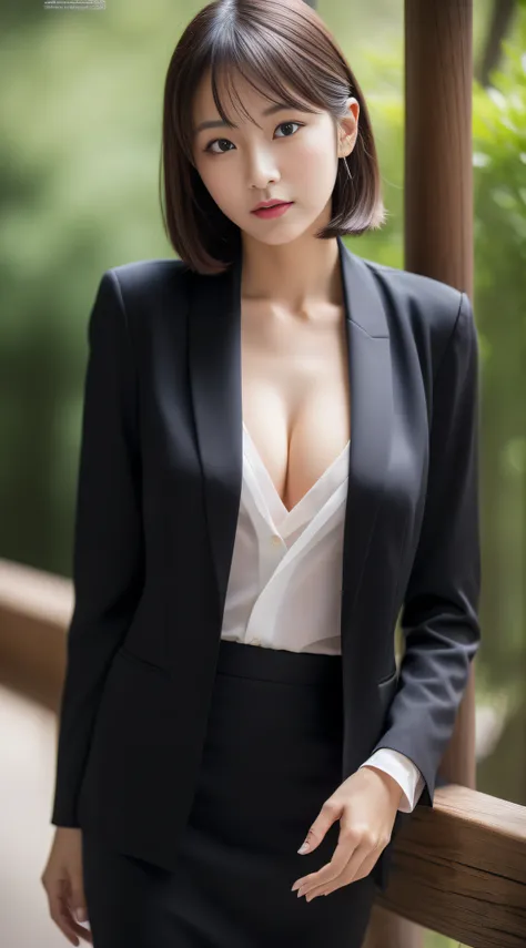 Beautiful Japan adult woman, top-quality, ​masterpiece, 1girl in, beautiful expression, (photographrealistic:1.3), Rim lighting, (High Detail Skins:1.2), Digital SLR, hightquality, hight resolution, 4K, 8K, bokeh dof, (realisitic:1.3), (Wearing a black for...