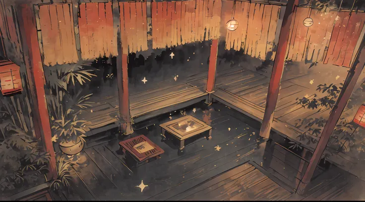 A Japanese shrine，the night，starrysky，bamboo forrest，tmasterpiece,There is no one in the picture，Faraway view，Background with，Need,Extremely beautiful,World Masterpiece Theatre,super-fine,Need,Need,A high resolution,The best of the best,illustratio,looking...