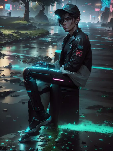 Change background cyberpunk handsome boy, realistic face ,8k , ultra realistic