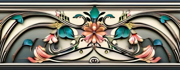 Fractal flowers and birds in Art Nouveau style