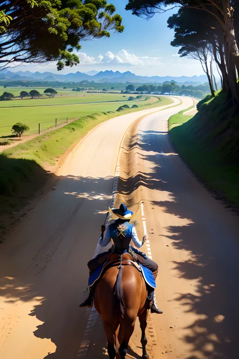 Estrada com curvas cerca cavalos morro sol  rio