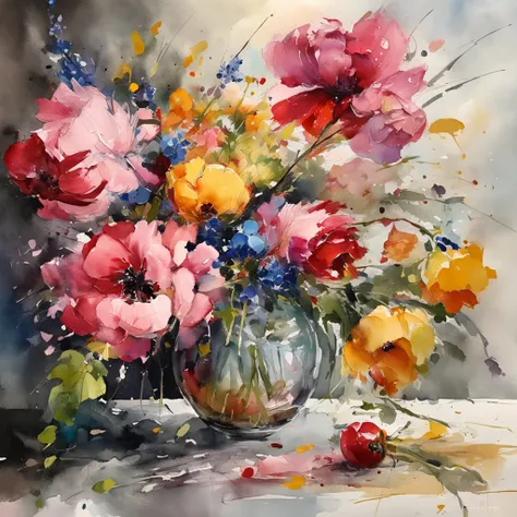 florals、 unreal enginee 5, Cinematic, low angle photo, Motion Blur, depth of fields, Perfect color. Influence of Karel Appel and Jeremy Mann, Lots of dramatic and threatening scenes, ultra-detailliert, Beautiful, insanely detaileda, Intricate details, Edit...