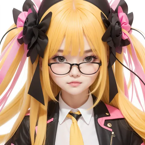 Yellow-pink transparent texture，Suitable for long hair，Wide black glasses，The face is relatively large，Silly，Looks silly and cute，Its a cute girl