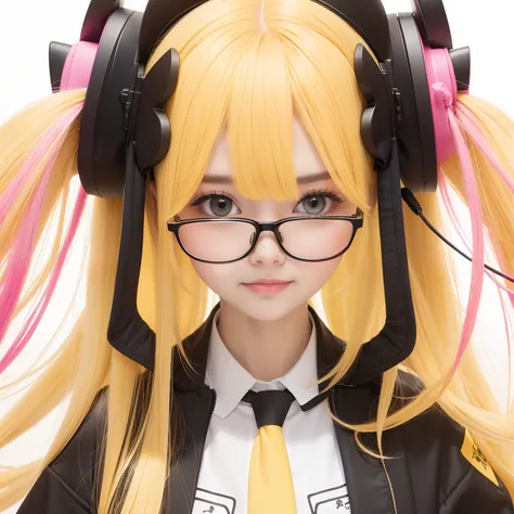 Yellow-pink transparent texture，Suitable for long hair，Wide black glasses，The face is relatively large，Silly，Looks silly and cute，Its a cute girl