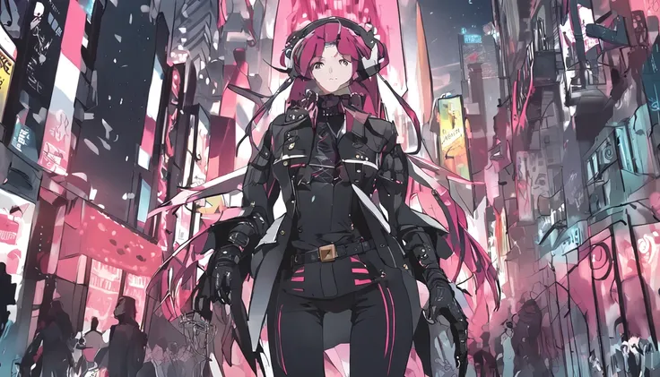 (((masterpiece))), ((best quality)), detailed, professional lighting, (((Ultra Detailed))),absurdres,(((incredibly absurdres))), 1girl, solo,(goth punk),character design,concept art,looking at viewer, standing, straight-on,thighhighs, medium breasts,