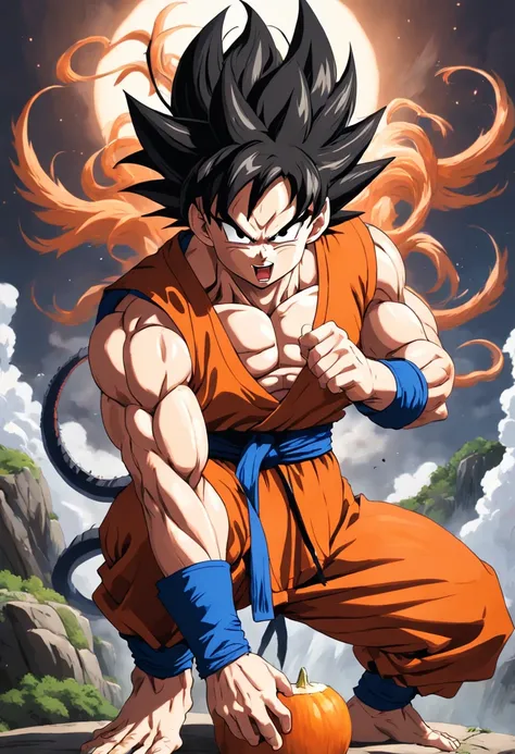 Dragon Ball Goku，Great ape, full body portrait，of a real，Facial features are carefully depicted，Realistic skin texture，Dark style，depth of fields，high light，Real light，Ray traching，oc rendered，Hyper-realistic，best qualtiy，8K，Works of masters，super-fine，Det...