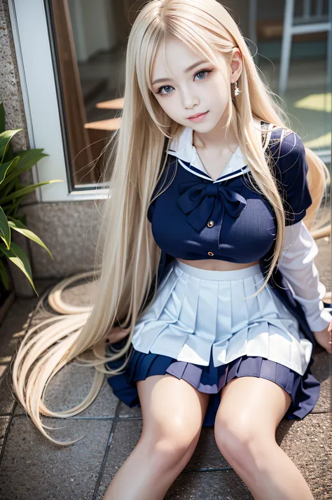 portlate、((school uniforms))、bright expression、poneytail、young shiny shiny white shiny skin、best looks、blonde reflected light、pl...