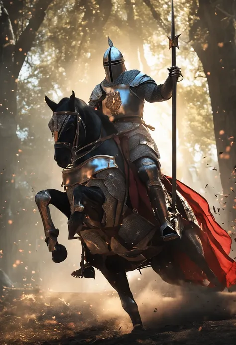 "Royal Knight with a majestic aura, adorned in gleaming armor, wielding a legendary sword, standing tall amidst a medieval battlefield, with banners fluttering in the wind and rays of sunlight illuminating the scene."