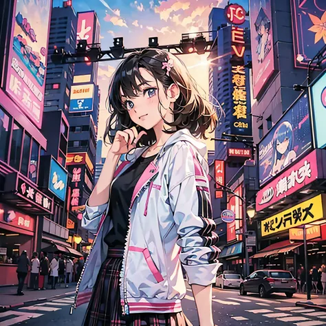 cute synthwave anime girl