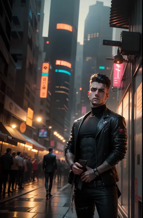 Change background cyberpunk handsome boy, realistic face, 8k, ultra realistic