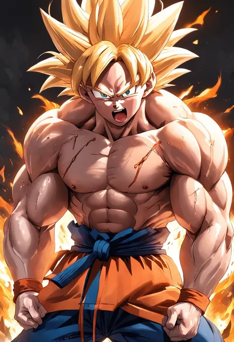 Dragon Ball Goku，Great ape, full body portrait，of a real，Facial features are carefully depicted，Realistic skin texture，Dark style，depth of fields，high light，Real light，Ray traching，oc rendered，Hyper-realistic，best qualtiy，8K，Works of masters，super-fine，Det...