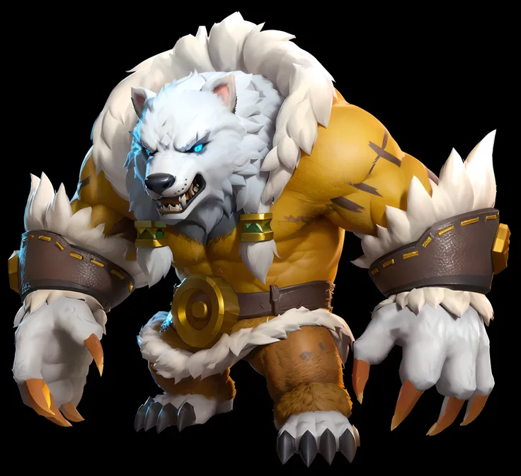 Close-up of a furry animal，There are claws, fur-clad barbarian goliath, frostbite 3 rendered, Furry character, ocatne render, hero from dota 2, dota character, muscular werewolf, raging bugbear, gnoll, from world of warcraft, Riding a big truck