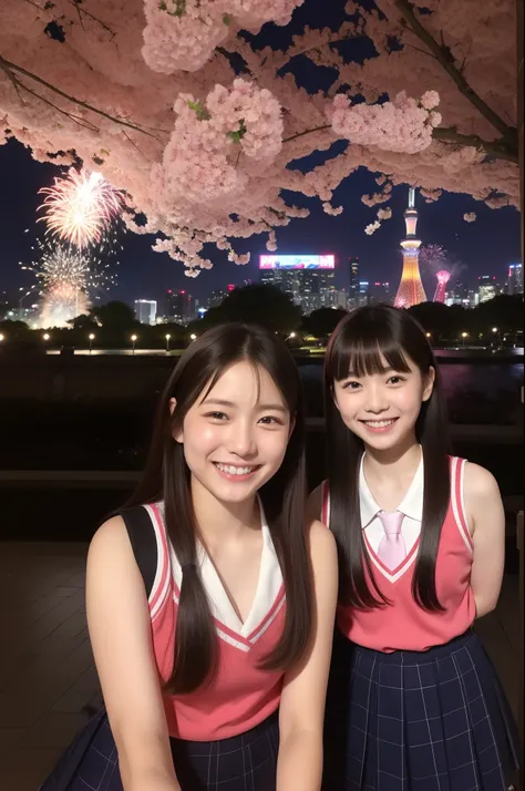 A smile、hi-school girl、校服、While doing fireworks、mare、Tokyo Skytree、cherry trees