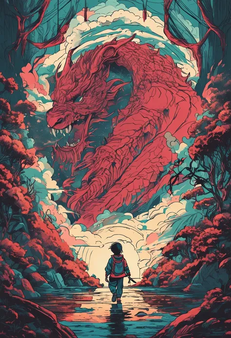 mouse，adolable， studio ghibli and dan mumford, anime still film anime shikishi, Lu Ji, nezha : birth of the demon child, Album art