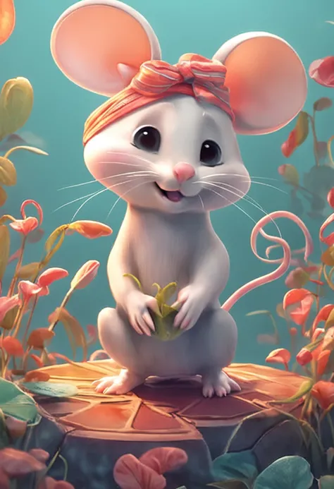 Cute mouse， Chiaroscuro, projected inset, Ni Chuanjing illustration style