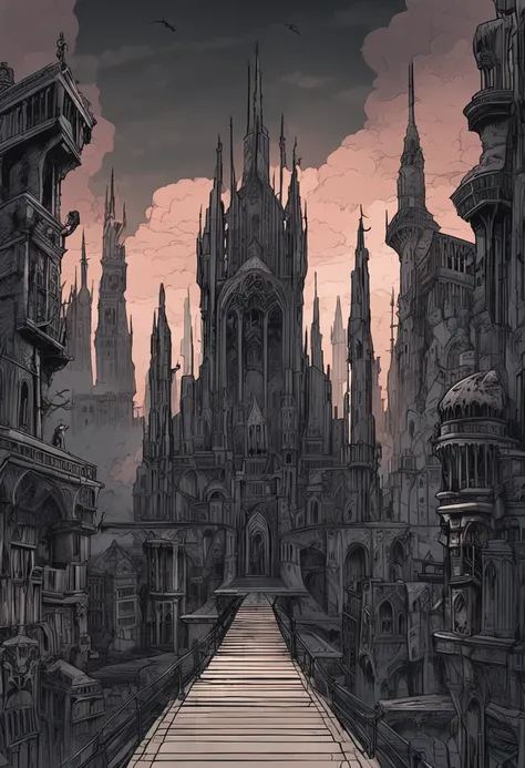 The Gothic Necroid city is a hauntingly beautiful and eerie testament to the civilizations deep reverence for death and the afterlife. Its architecture is a blend of dark aesthetics, intricate designs, and a sense of otherworldly mystique. Heres a visual d...