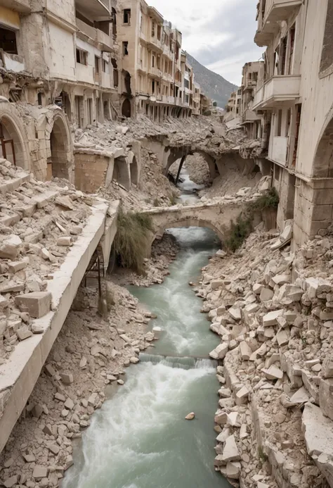 antakya, after earthquake, damaged city, orontes river