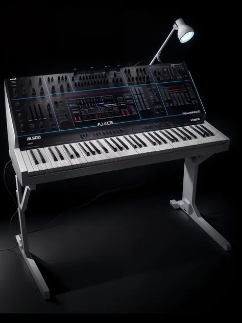 White synthesizer , roland , Korg ,  Waldorf , masutepiece, top-quality, in 8K , intricate detailes, ultra-detailliert , light Particle、32K Digital Paint, Hyper-Realism,