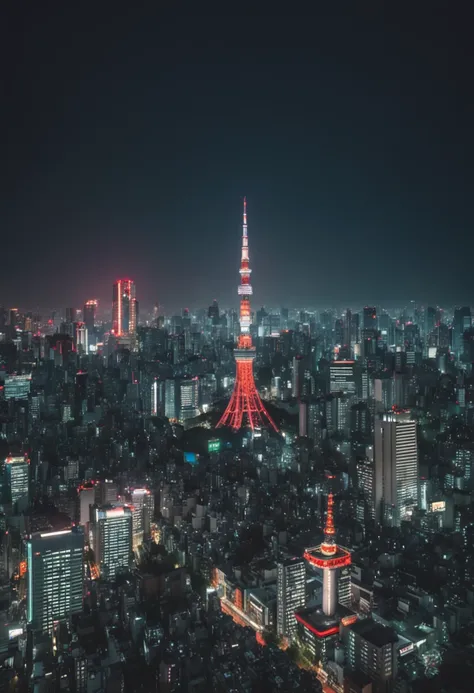 "Tokyo cityscape at night, with vibrant neon lights and futuristic architecture."