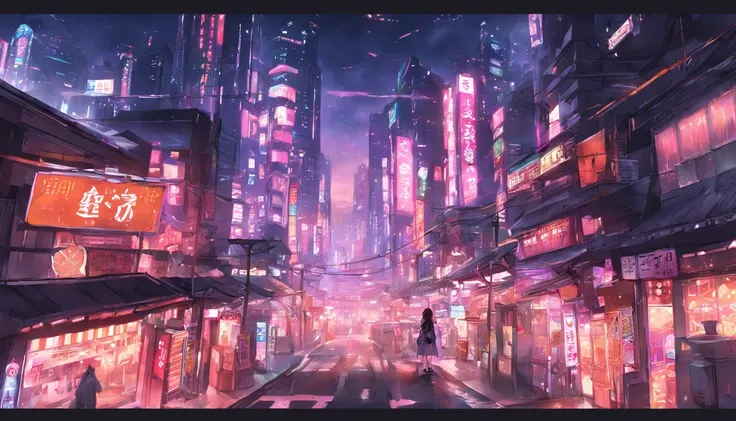 "Tokyo cityscape at night, with vibrant neon lights and futuristic architecture."