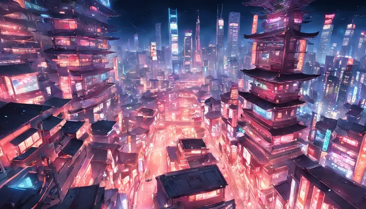 "Tokyo cityscape at night, with vibrant neon lights and futuristic architecture."