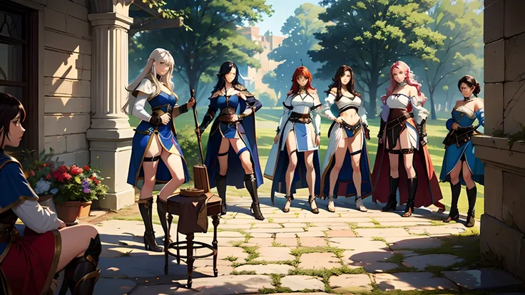 the knights of the round table but all female and showing off their best assets