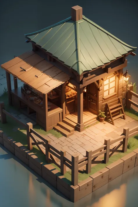 a tavern，Isometric RPG style，3D。