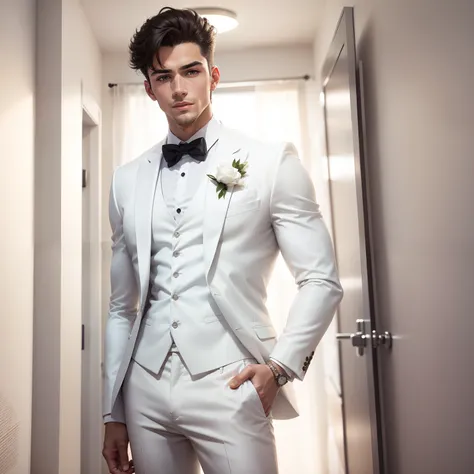 Handsome boy in white and White suite