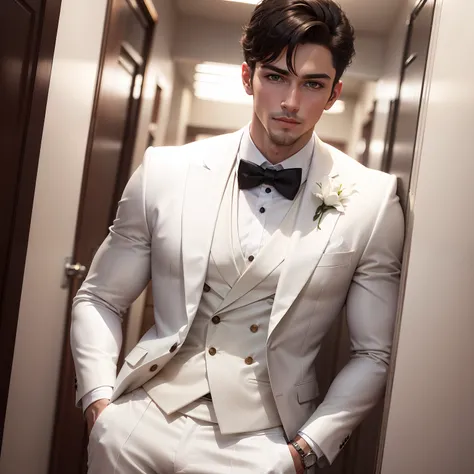 Handsome boy in white and White suite