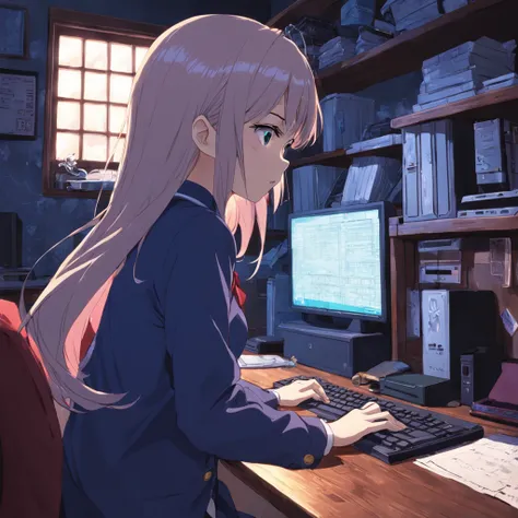 We see Hayashi Kaede in her room, using her computer to write a report about her recent investigation.