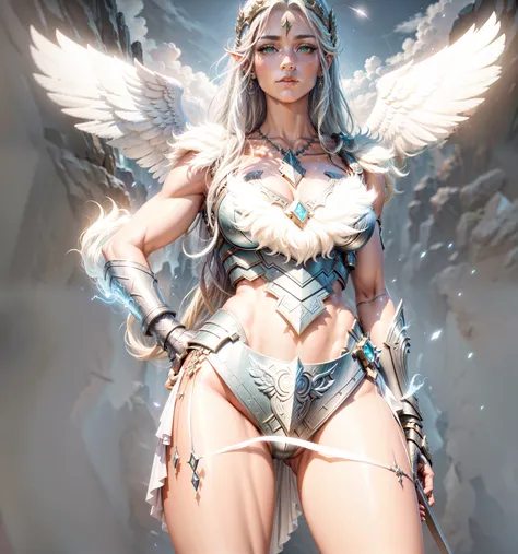 Asgard，valkyrie，Senhora Cavaleiro，Anatomia correta，epic fantasy digital art，tmasterpiece，8k，high-definition resolution，desenho detalhado，Qulidade Superior，, Epic composition,