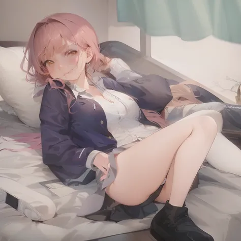 anime girl sitting on bed with her legs crossed, Seductive Anime Girl, soft anime illustration, marin kitagawa fanart, Smooth Anime CG Art, Cute anime girl, charming anime girls, (Anime Girl), from girls frontline, Anime Girl, painted in anime painter stud...