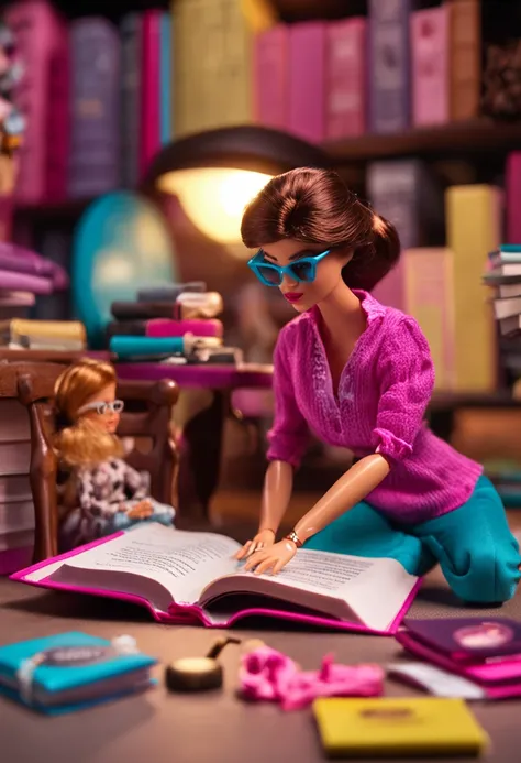 Barbie doll reading books