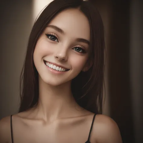 1girl, idol, model, depth of field, photo, film, face, skinny, smile, collarbone,  teeth, movie, camisole, selfie, night,