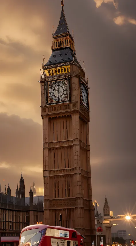 Araffe bus on the road in front of a tall clock tower, Grande Ben, Big Ben is in the background, Londres, Londres Big Ben no fundo, big clock, 4 0 9 6, clocktower, clocktower, Casas do Parlamento, As Casas do Parlamento, giant clock, Big Ben na Lua, facina...