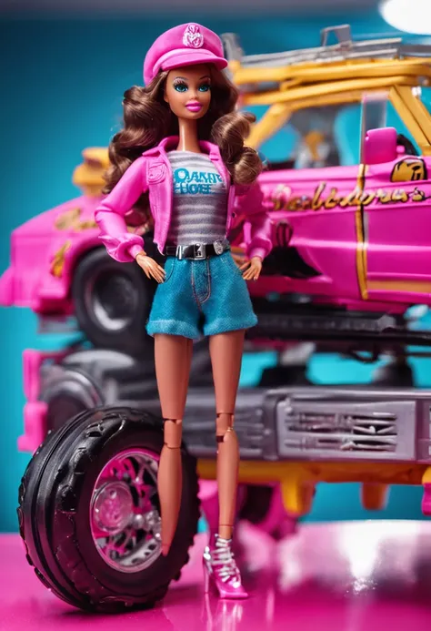 Boneca Barbie no carro de bombeiro