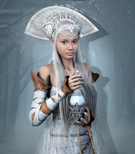 Mulher em um vestido branco segurando uma lanterna em uma floresta, Feiticeira do Gelo, Bruxa Frost Antiga Bonita, Bruxa Branca, deusa do inverno, mulher da fantasia, uma bela feiticeira, personagem de fantasia hiperdetalhado, a sorceress casting a ice bal...