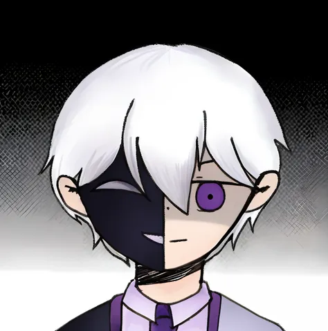 anime boy with white hair and purple eyes wearing a black tie, 2 d anime style, ken kaneki, portrait gapmoe yandere grimdark, he...