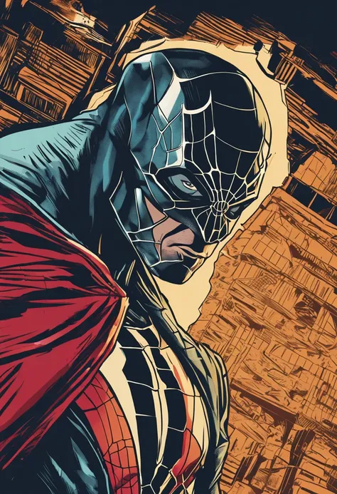 Retrato de um Homem vestindo um terno baseado no homem-aranha, Exquisite fan art, altamente detalhada, estilo aranha verso, um homem como Homem-Aranha