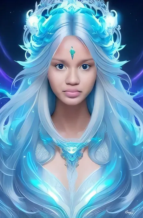 um close up de uma mulher com longos cabelos azuis e uma tia, Feiticeira do Gelo, closeup fantasy with water magic, beautiful young wind spirit, Bruxa Frost Antiga Bonita, ((uma bela imperatriz fantasia)), Ethereal Fantasy, arte de fantasia digital ), asia...