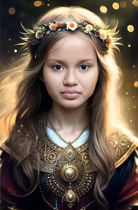 a girl with a crown on her head and a necklace, retrato bonito da fantasia, retrato da fantasia, retrato da arte da fantasia, retrato bonito da arte da fantasia, deusa jovem, arte do retrato da fantasia, retrato da princesa, linda donzela fantasia, retrato...