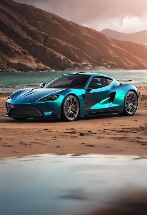 beachside，Grey reflective sports car