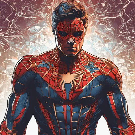 Retrato de um homem vestindo um terno baseado no homem-aranha, Exquisite fan art, altamente detalhada, estilo aranha verso